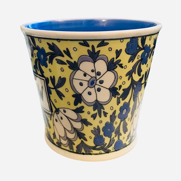 Molly Hatch Anthropologie GROW Flower Pot Planter 4" Take Root Blue Yellow - Picture 4 of 10